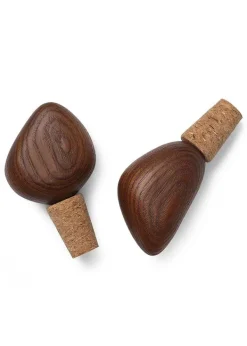 Clearance Ferm Living Cairn Wine Stoppers - Set of 2 Dark Brown