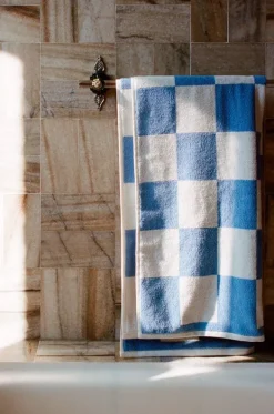 Sale HAY Check Bath Towel Sky Blue