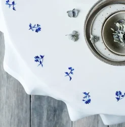 Outlet Langkilde & Søn Dug med Blå Blomst White/Blue