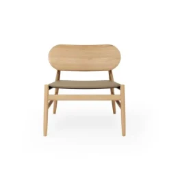 Best Brdr. Krüger Ferdinand Lounge Stol - Eg Klar Voks Olieret Spectrum, Almond Læder - 30150