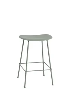 Clearance Muuto Fiber Bar Stool - Tube Base Støvet Grøn