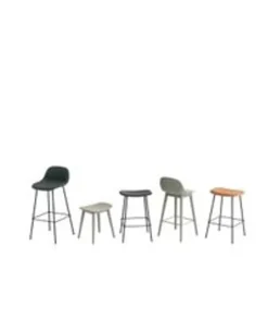 Clearance Muuto Fiber Bar Stool - Tube Base Støvet Grøn