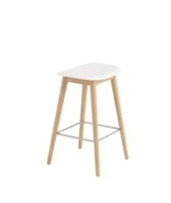 Clearance Muuto Fiber Bar Stool - Wood Base Hvid/Eg