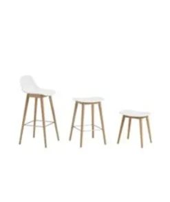 Best Muuto Fiber Bar Stool w/ Backrest - Wood Base Hvid/Eg
