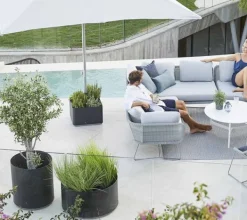 Sale Cane-line Grow Plantekasse Lavagrå / Gråbrun - Parasolfod m. hjul