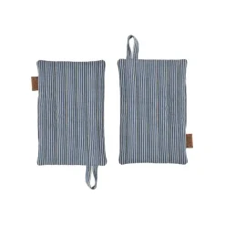 OYOY LIVING Grydelapper i stribet denim - sæt med 2