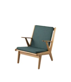 Clearance FDB Møbler / Furniture J53 - Lænestol Eg Natur Olieret - Main Line Flax Green Stof (32)