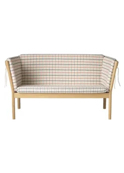 Best FDB Møbler / Furniture J148 2 pers af Erik Ole Jørgensen Eg, Natur, Lakeret / Uld, Rødternet Hestedækken