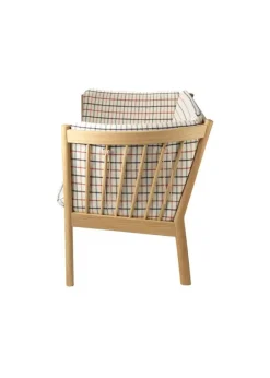 Best FDB Møbler / Furniture J148 2 pers af Erik Ole Jørgensen Eg, Natur, Lakeret / Uld, Rødternet Hestedækken