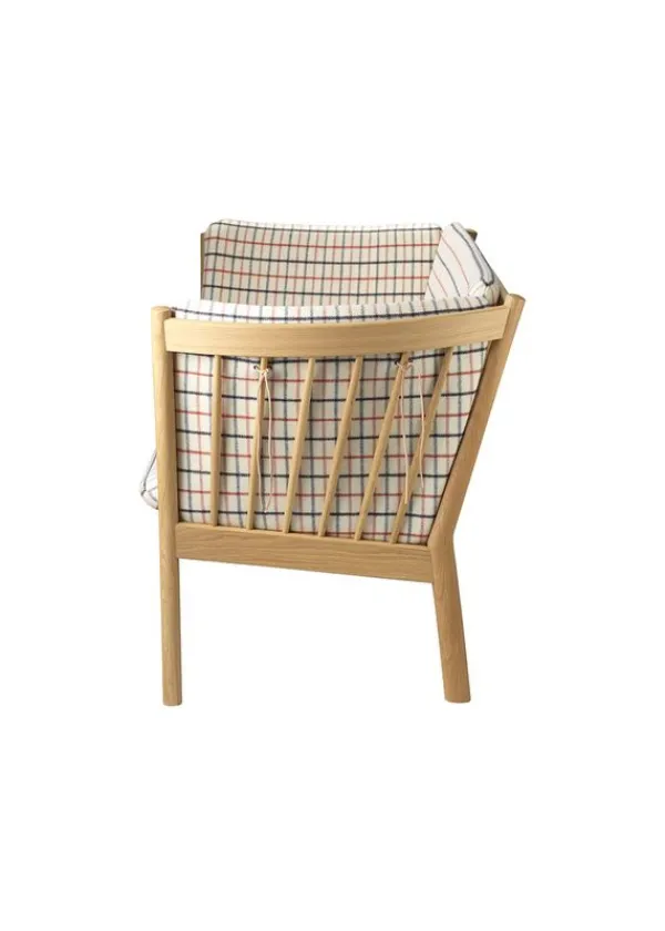 Best FDB Møbler / Furniture J148 2 pers af Erik Ole Jørgensen Eg, Natur, Lakeret / Uld, Rødternet Hestedækken