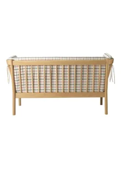 Best FDB Møbler / Furniture J148 2 pers af Erik Ole Jørgensen Eg, Natur, Lakeret / Uld, Rødternet Hestedækken
