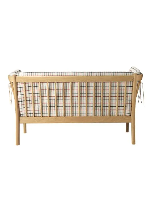 Best FDB Møbler / Furniture J148 2 pers af Erik Ole Jørgensen Eg, Natur, Lakeret / Uld, Rødternet Hestedækken