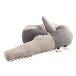 Clearance Sebra Knitted Cushion, Sleepy Croc Seabreeze beige