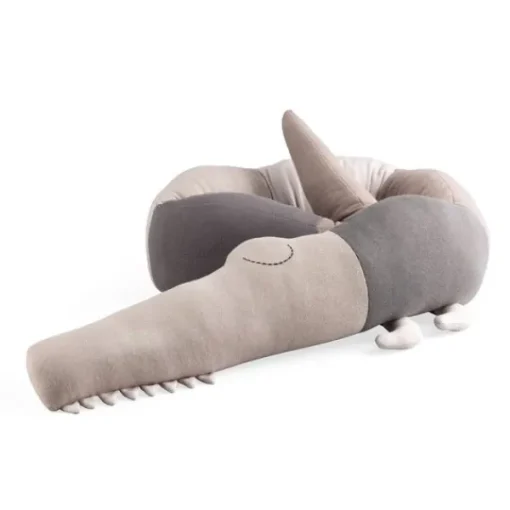 Clearance Sebra Knitted Cushion, Sleepy Croc Seabreeze beige