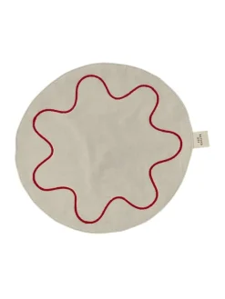 Outlet Jou Quilts Kurveserviet med broderikant Creme red