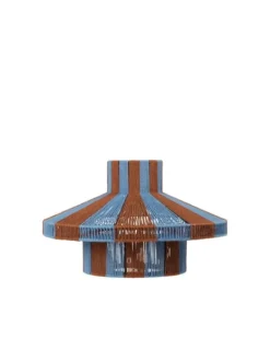 Sale Broste CPH Lampeskærm - Diana Caramel Brown/Serenity Blue - Large