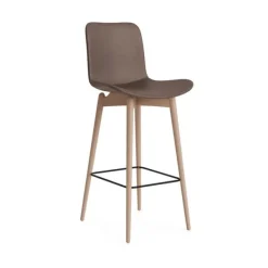 Sale NORR11 Langue Bar Chair 75 cm Frame: Natural / Upholstery: Dunes - Dark Brown 21001