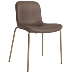 Sale NORR11 Langue Chair Soft Steel Frame: Brass / Upholstery: Dunes - Dark Brown 21001