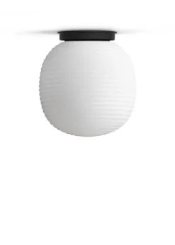 Fashion New Works Lantern Ceiling Black Base w. Frosted White Opal Glass Medium
