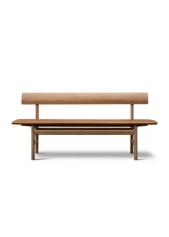 Sale Fredericia Furniture Mogensen 3171 Bench by Børge Mogensen Light Oiled Oak / Omni 307 Cognac