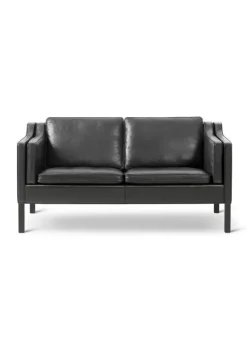 Sale Fredericia Furniture Mogensen 2-Seater Sofa 2212 by Børge Mogensen Max 98 Black / Black Lacquered Oak