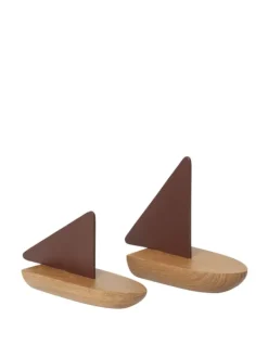 Sale Ferm Living Opty Boat Set of 2 - Dark Pecan/Oak
