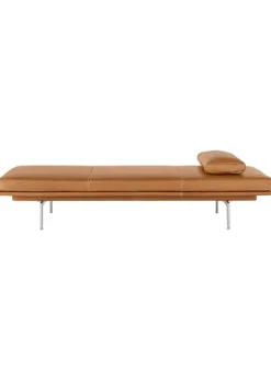Outlet Muuto Outline Daybed Stel: Poleret Aluminium / Stoftype: Cognac Refine Læder m. Pude