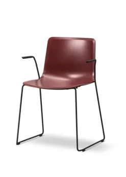 Sale Fredericia Furniture Pato Sledge Armchair 4110 by Welling/Ludvik Dark Red
