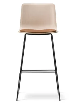 Best Fredericia Furniture Pato Sledge Barstool 4301 by Welling/Ludvik - Seat Upholstery Sand/Vegeta 91 Natural