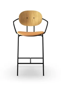 Clearance Sibast Furniture Piet Hein Bar Armchair | Seat Upholstery Natural Oiled Oak & Cognac Dunes Leather / Black