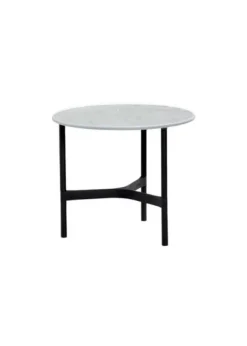 Clearance Cane-line Twist Coffee Table - Small Base: Light Grey, Aluminium / Top: HPL, Dark Grey Structure