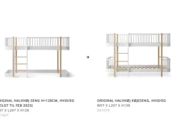 Hot Oliver Furniture Wood Original low loft bed 128 cm to low bunk bed, White/Oak